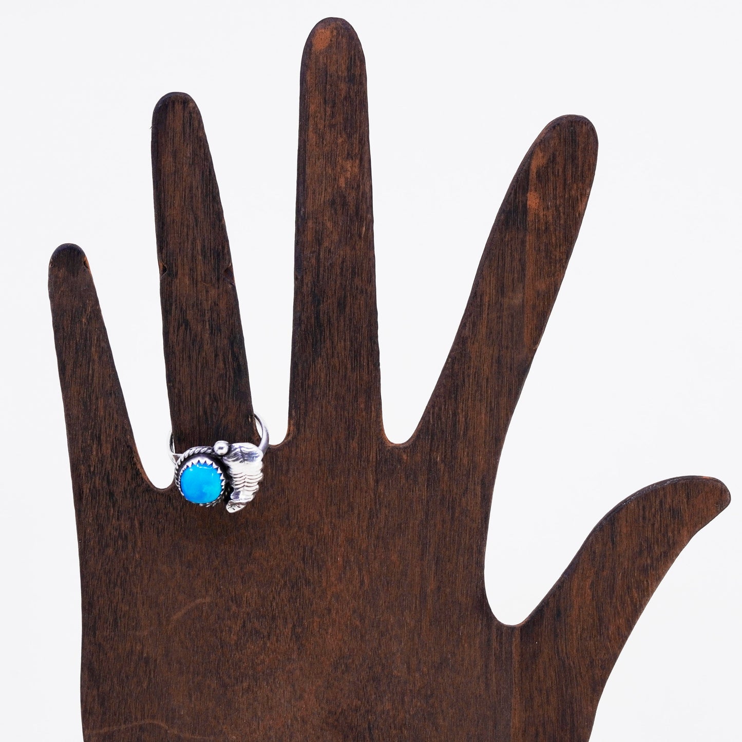 Size 6.5, sterling silver ring, Native American 925 ring oval turquoise feather