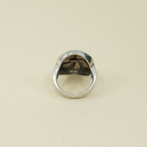 Size 7, Vtg Sterling Silver Handmade Flower Ring w/ mother of pearl