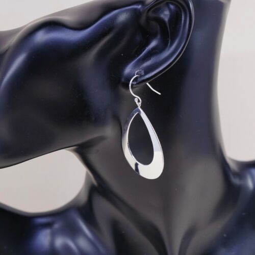 Vtg Simple Elegant Sterling 925 Silver Teardrop Dangles Earrings, Silver Tested