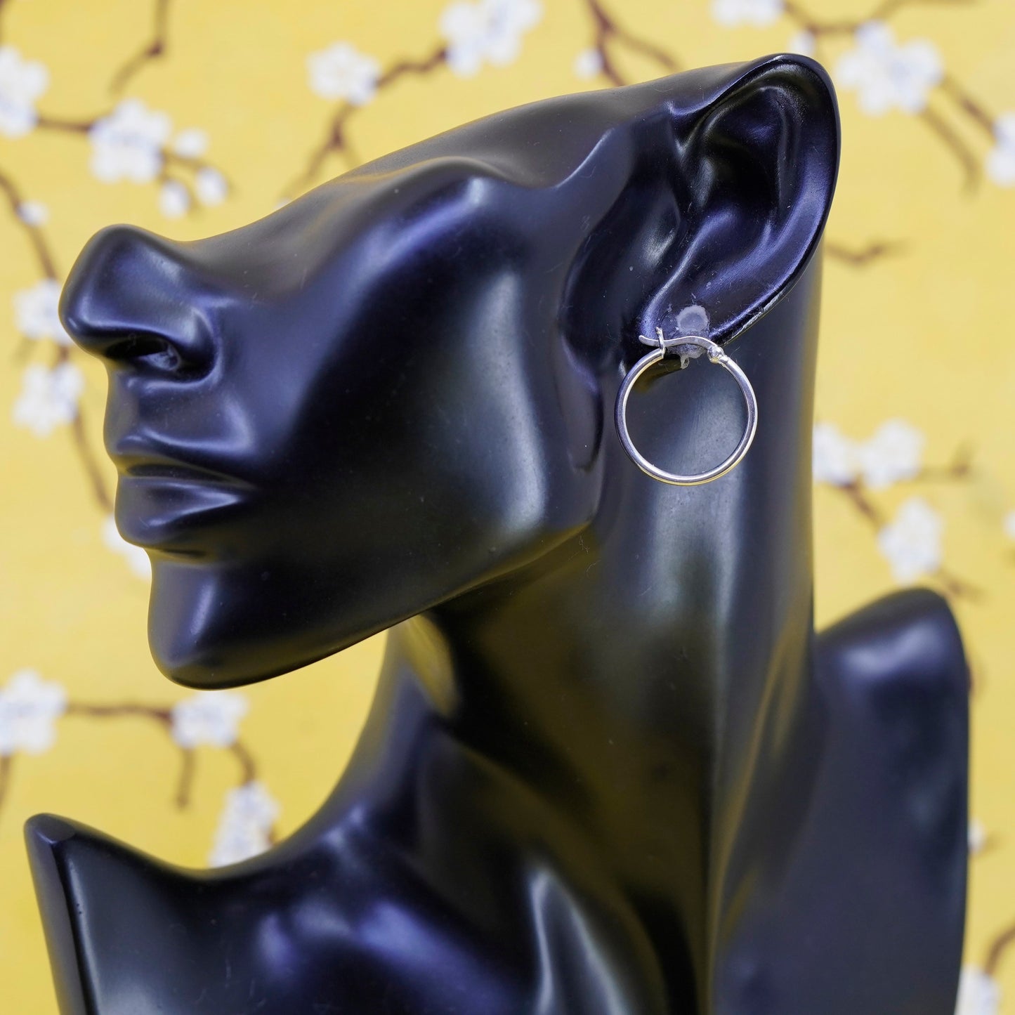 0.75”, Vintage Sterling silver handmade earrings, 925 hoops