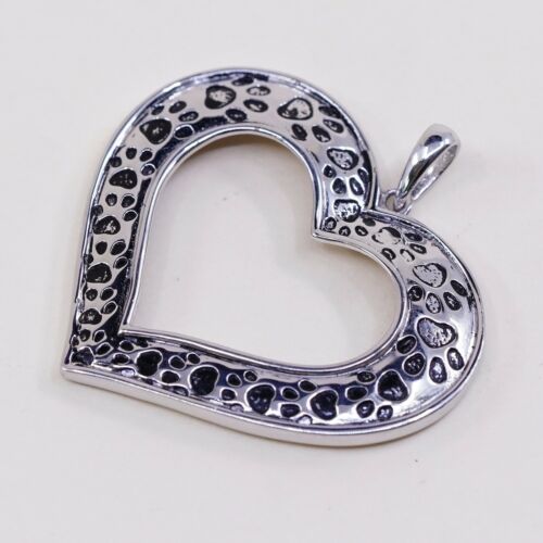 Vintage Sterling Silver Handmade Heart Pendant, 925 Silver Charm