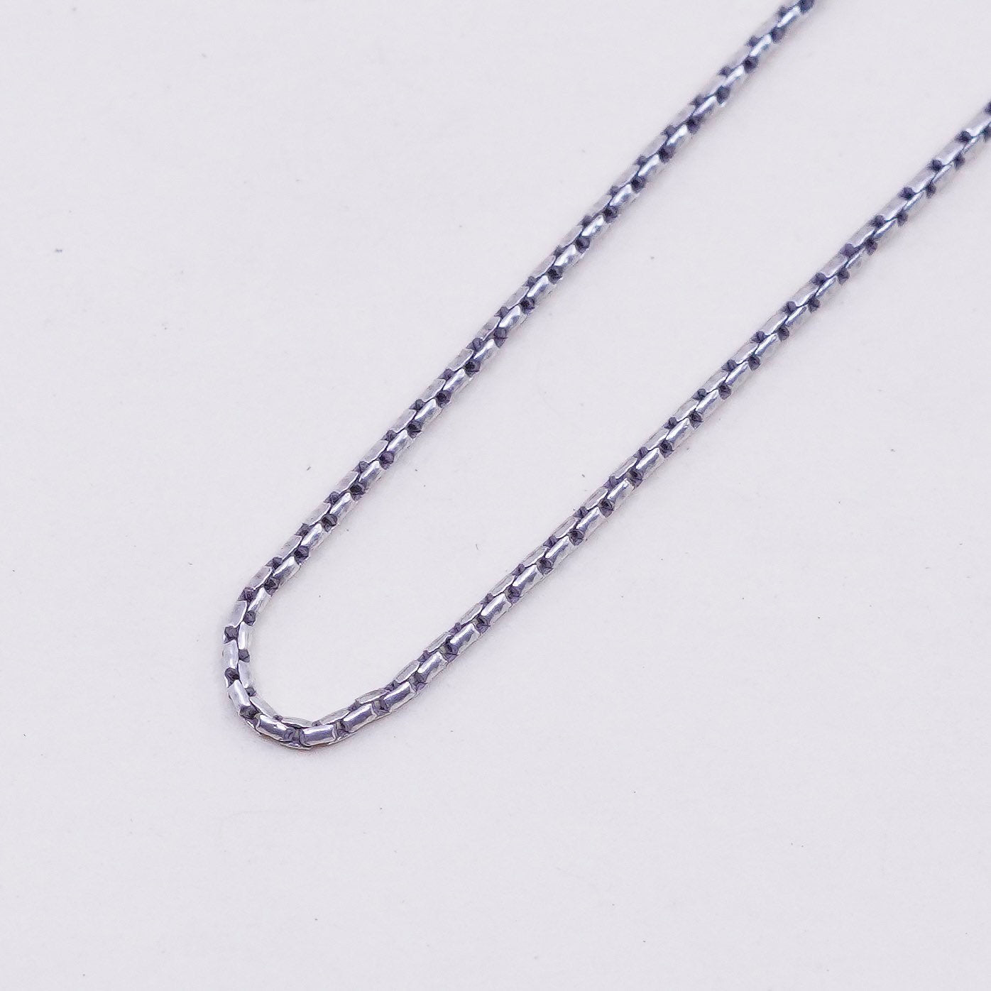 16”, 1mm, Vintage sterling silver Italy 925 silver box chain, necklace