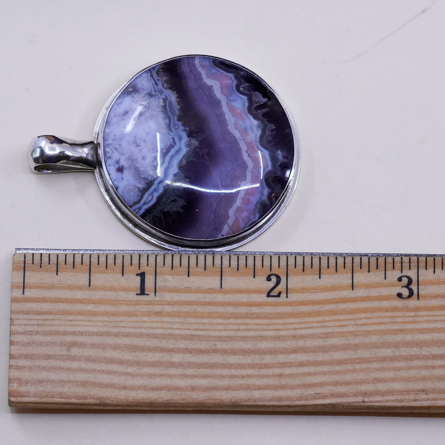 earthstone originals Sterling 925 silver handmade pendant landscape lace agate