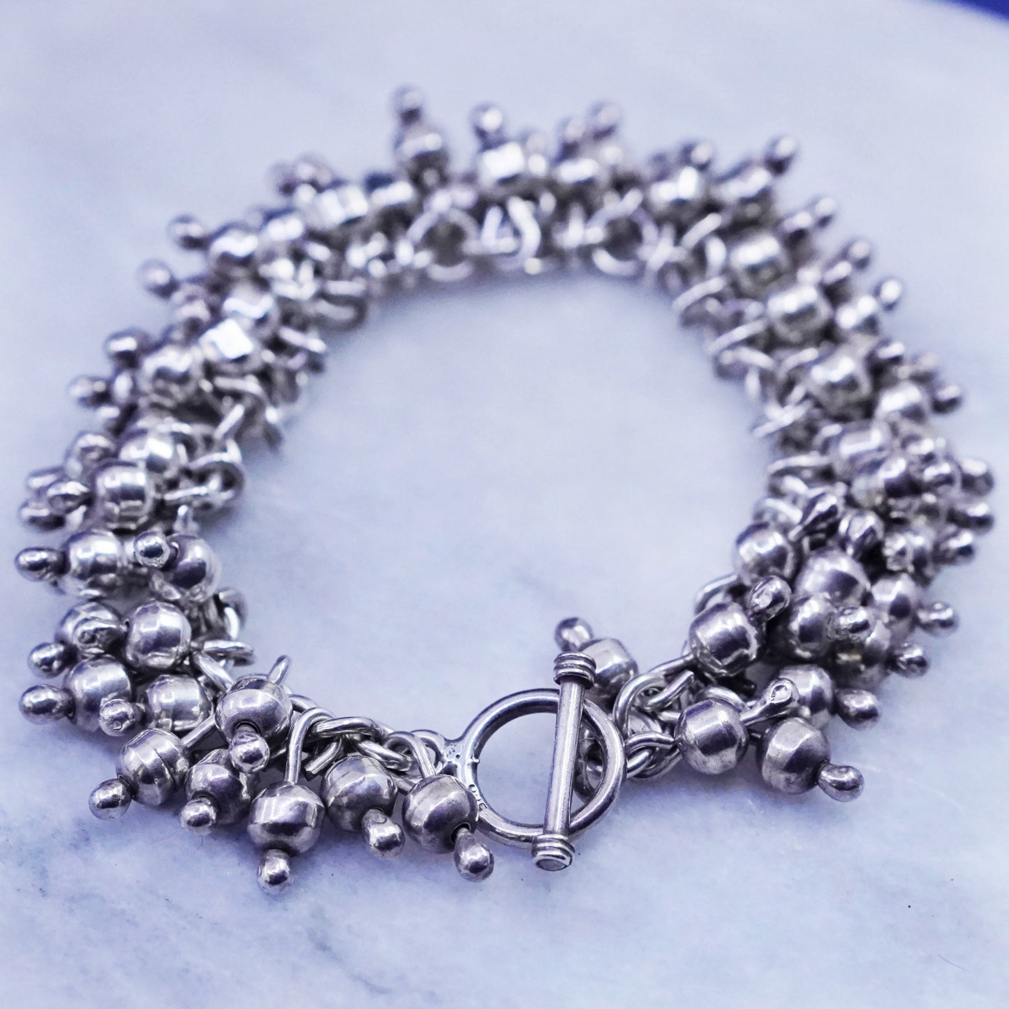 7”, Silpada B0919 handmade Sterling 925 silver Cha Cha Bracelet, cluster beads