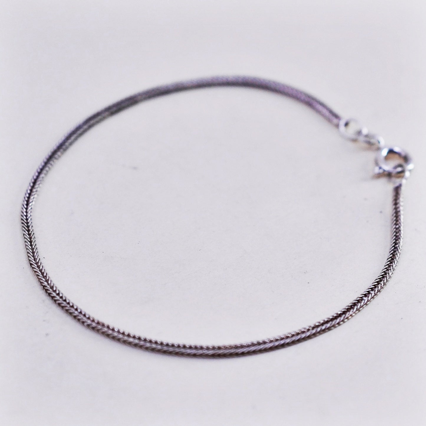 7.25”, Vintage Italian sterling silver handmade bracelet, 925 wheat link chain