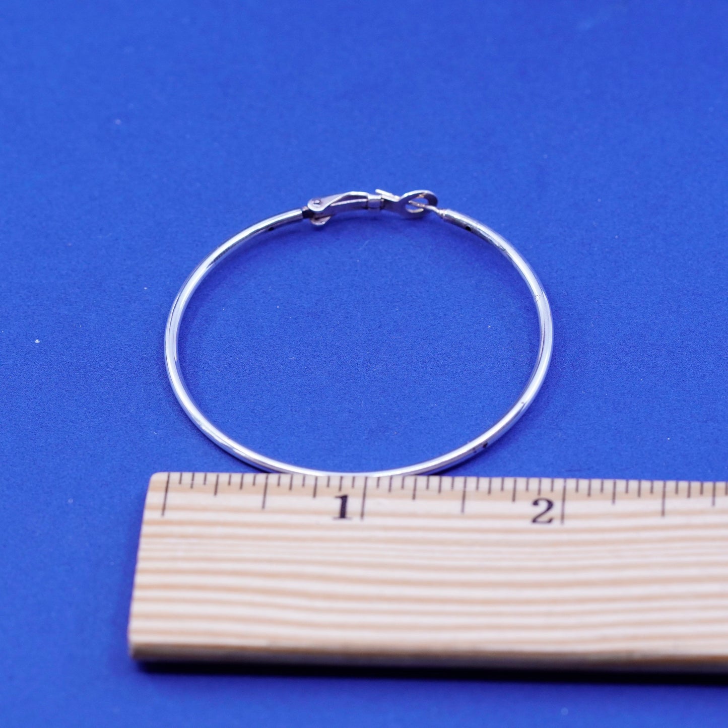 1.75”, vintage Sterling silver handmade earrings, huge 925 hoops, huggie