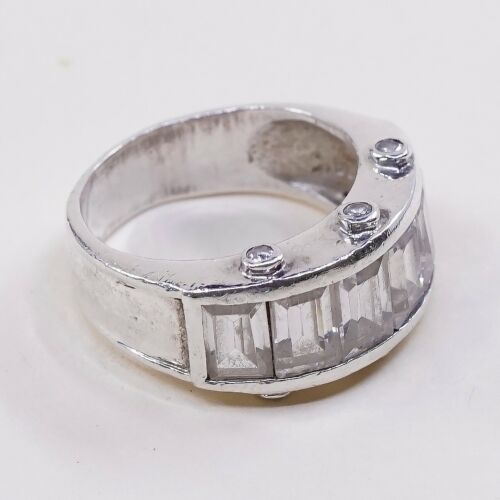 Sz 6, Sterling Silver Ring, 925 Silver Band Engagement Ring W/ Cz