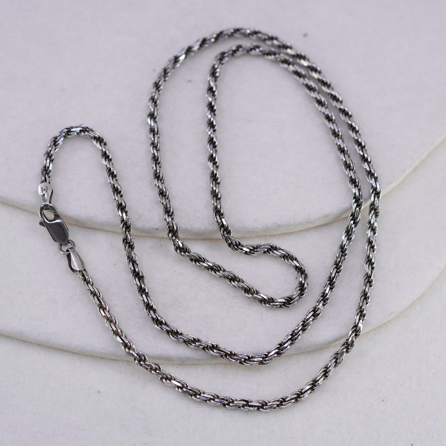 24” 3mm, vintage Sterling 925 silver bold rope chain necklace