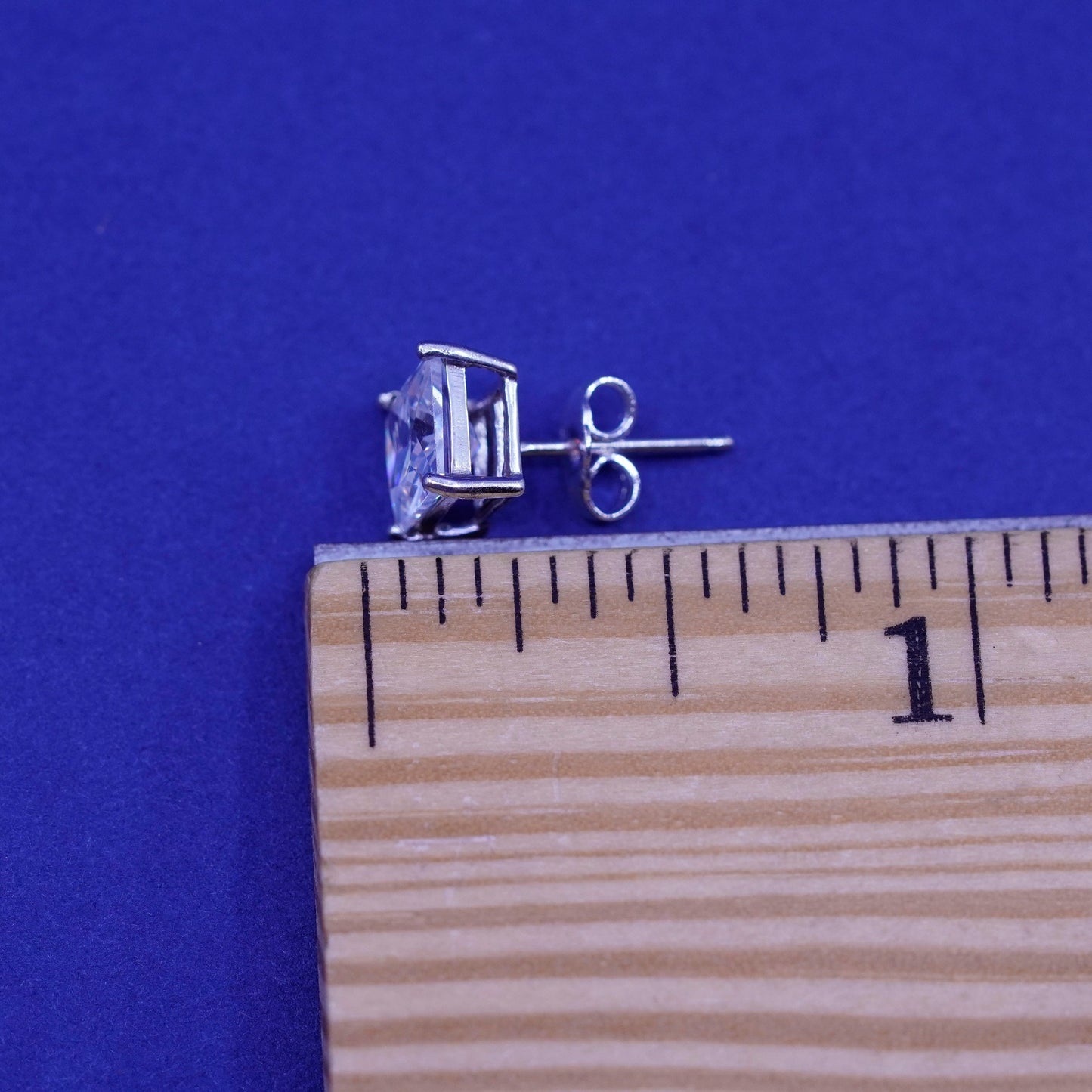 6mm, Sterling 925 silver handmade square earrings with cz studs