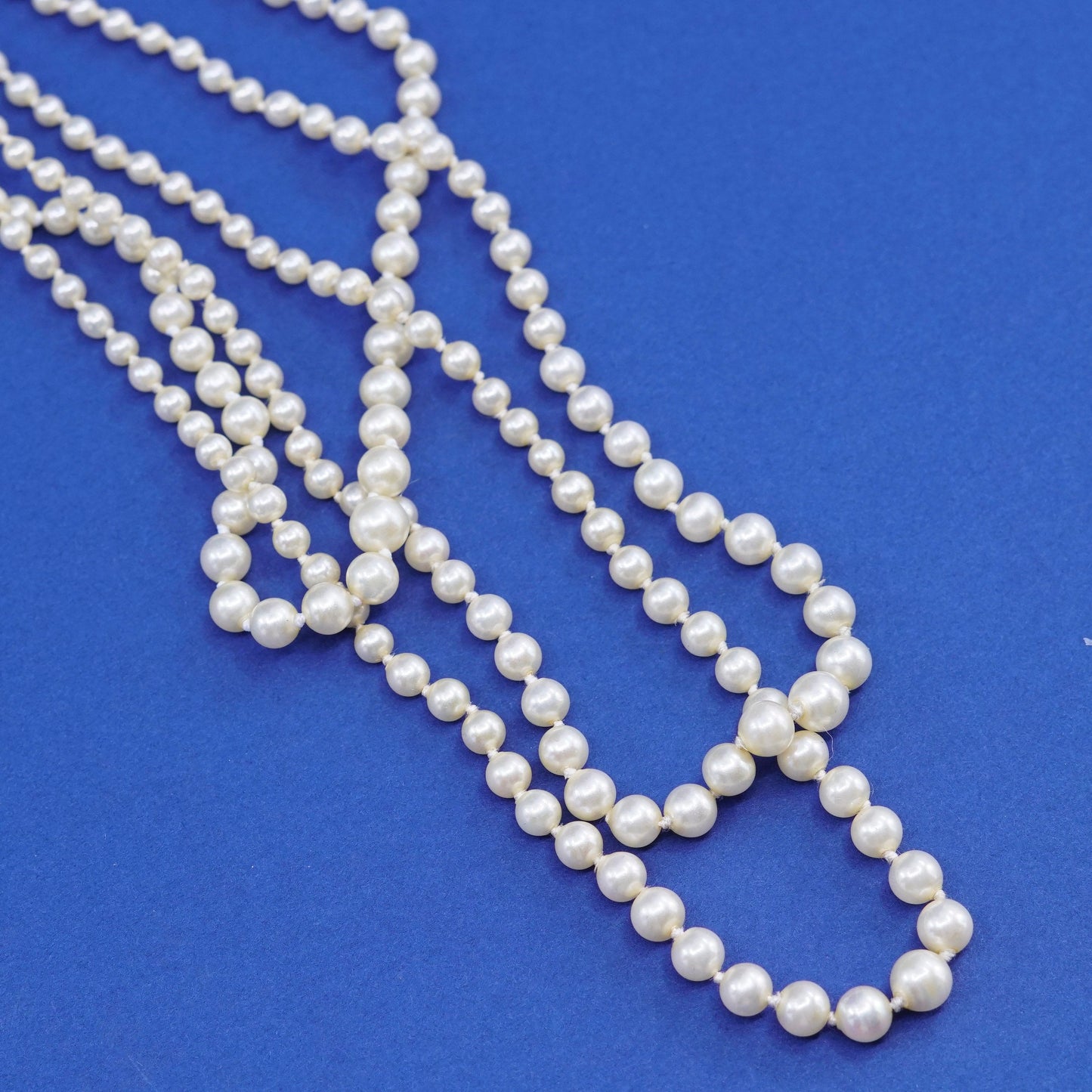 14”, vintage imperial sterling Silver multi strand necklace with genuine pearl