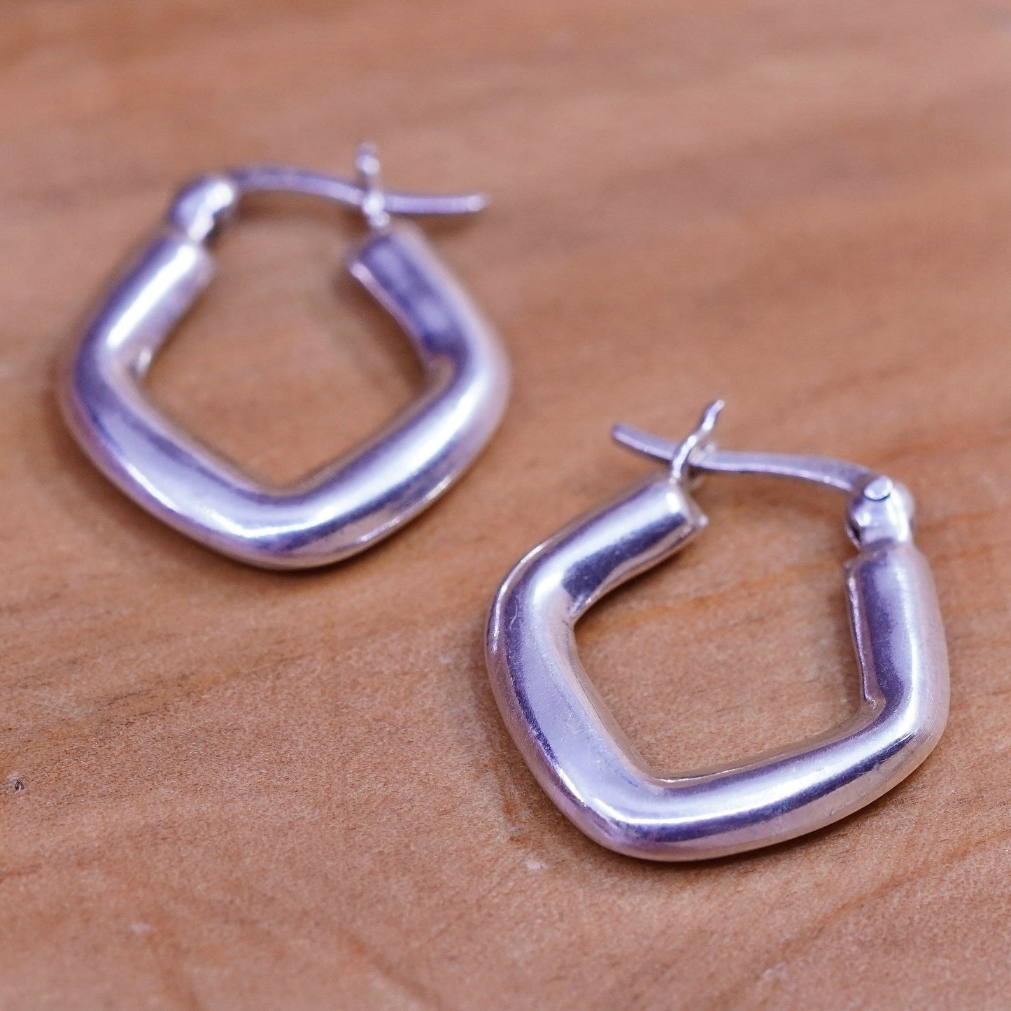 0.75”, Vintage Sterling silver handmade earrings, 925 hoops, huggie
