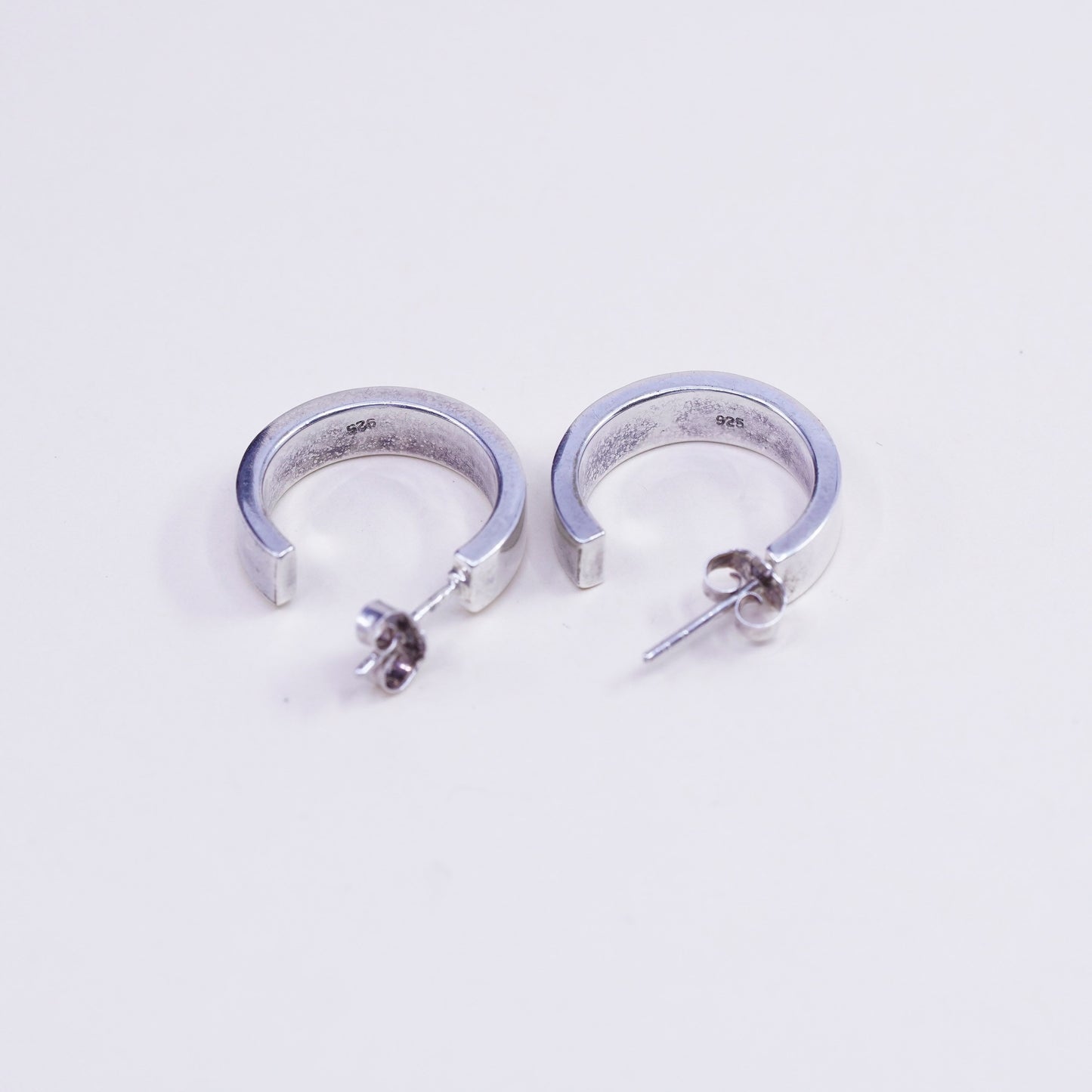 0.75”, Vintage Sterling silver handmade earrings, 925 Huggie hoops