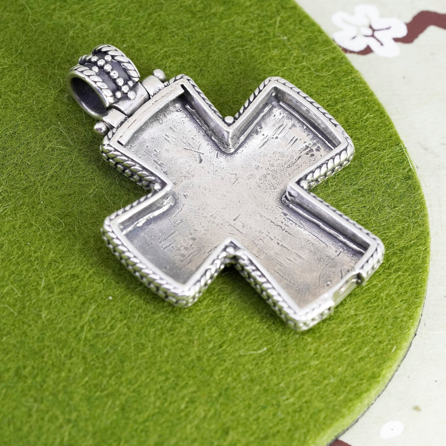Sterling silver pendant, 925 cross charm with MP-OY Mater Theos “mother of god”