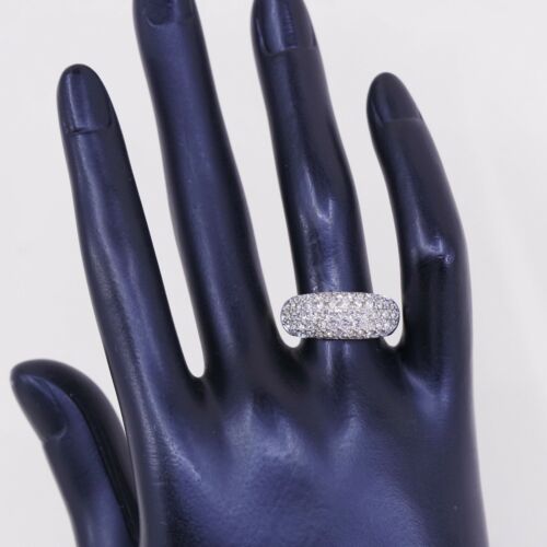 Sz 7.5, Vtg Vermeil Gold Sterling silver Statement ring, 925 W/ Cluster Cz Inlay