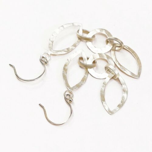 vtg Gold Over Hammered Sterling 925 Silver Circle Disc Dangles Earrings