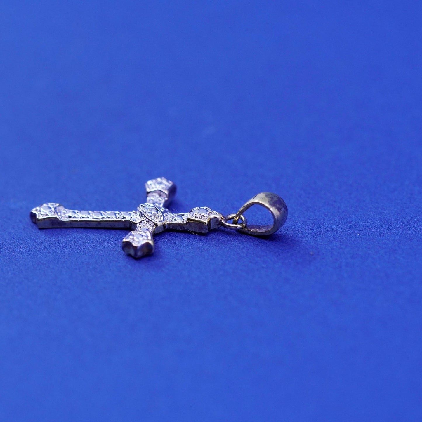 Vintage vermeil gold filled Sterling 925 silver cross with diamond