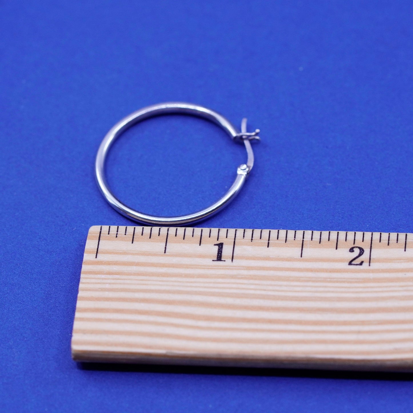 1”, vintage Sterling silver handmade earrings, 925 hoops, stamped 925