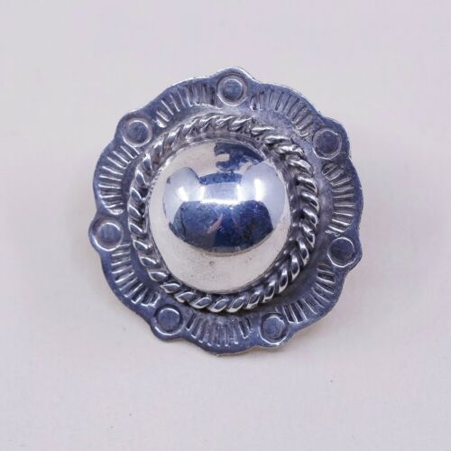 VINTAGE Mexico Sterling Silver .925 FLOWER DESIGN Studs EARRINGS W Cable Around