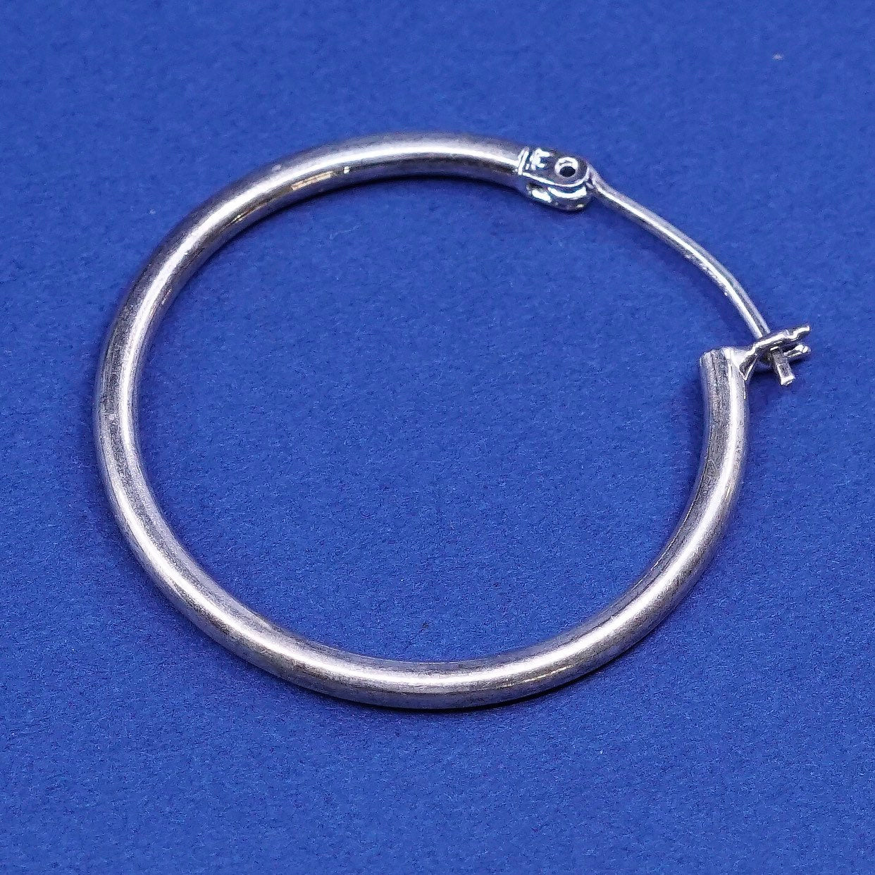 1.25", vtg Sterling silver handmade hoop earrings,925 huggie, stamped sterling