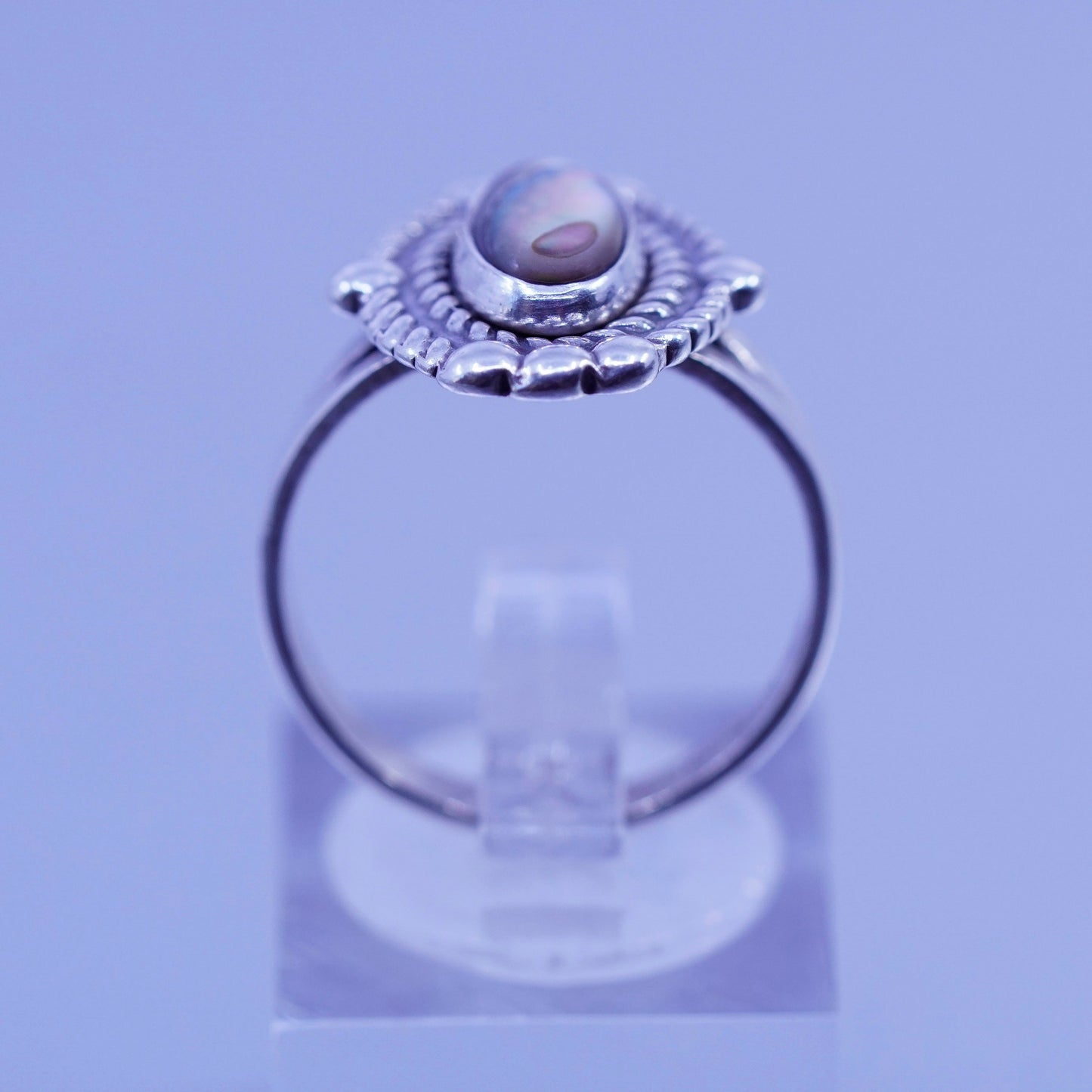 sz 7, Native American navajo Bell trading post Sterling 925 silver ring abalone