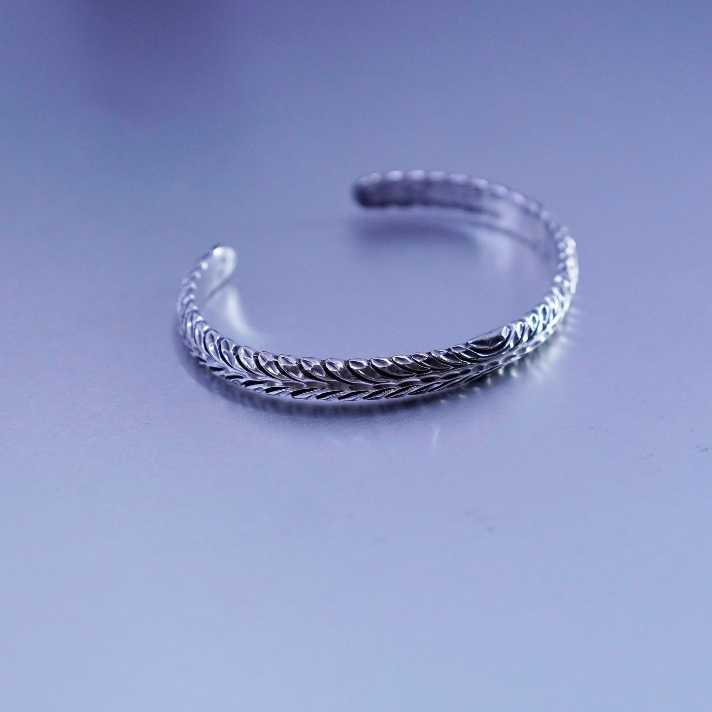 6.25”, Vintage Sterling 925 silver handmade bracelet, textured cuff