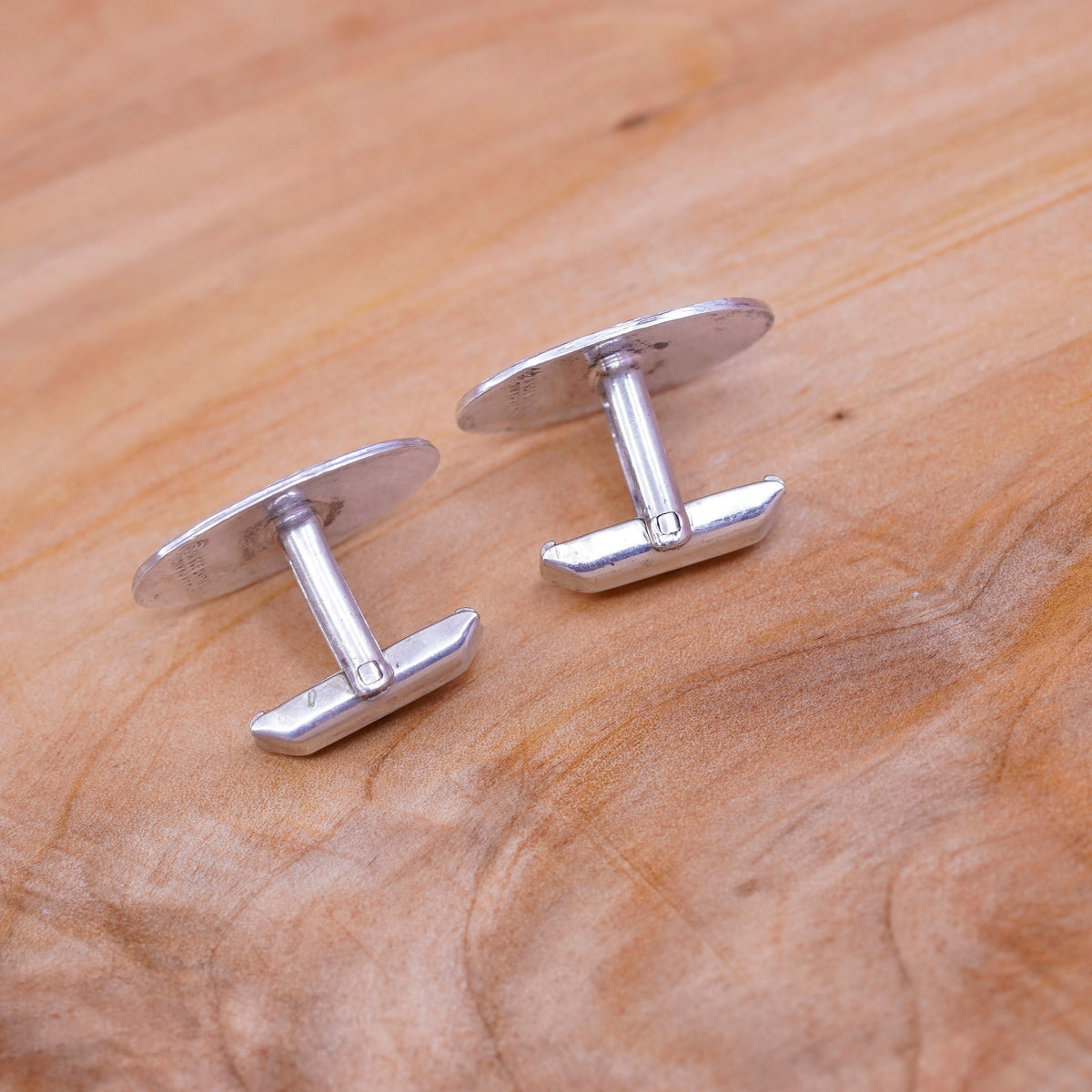 Vintage Mexico mayan handmade sterling silver cufflink, 925 cuff links