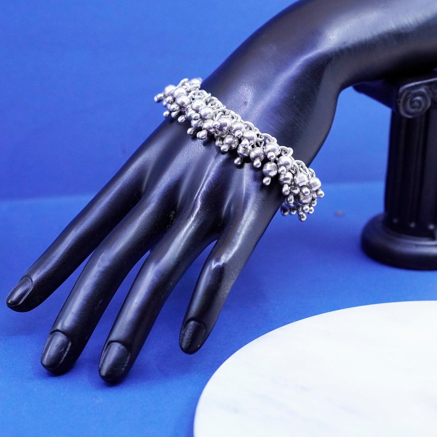 7”, Silpada B0919 handmade Sterling 925 silver Cha Cha Bracelet, cluster beads