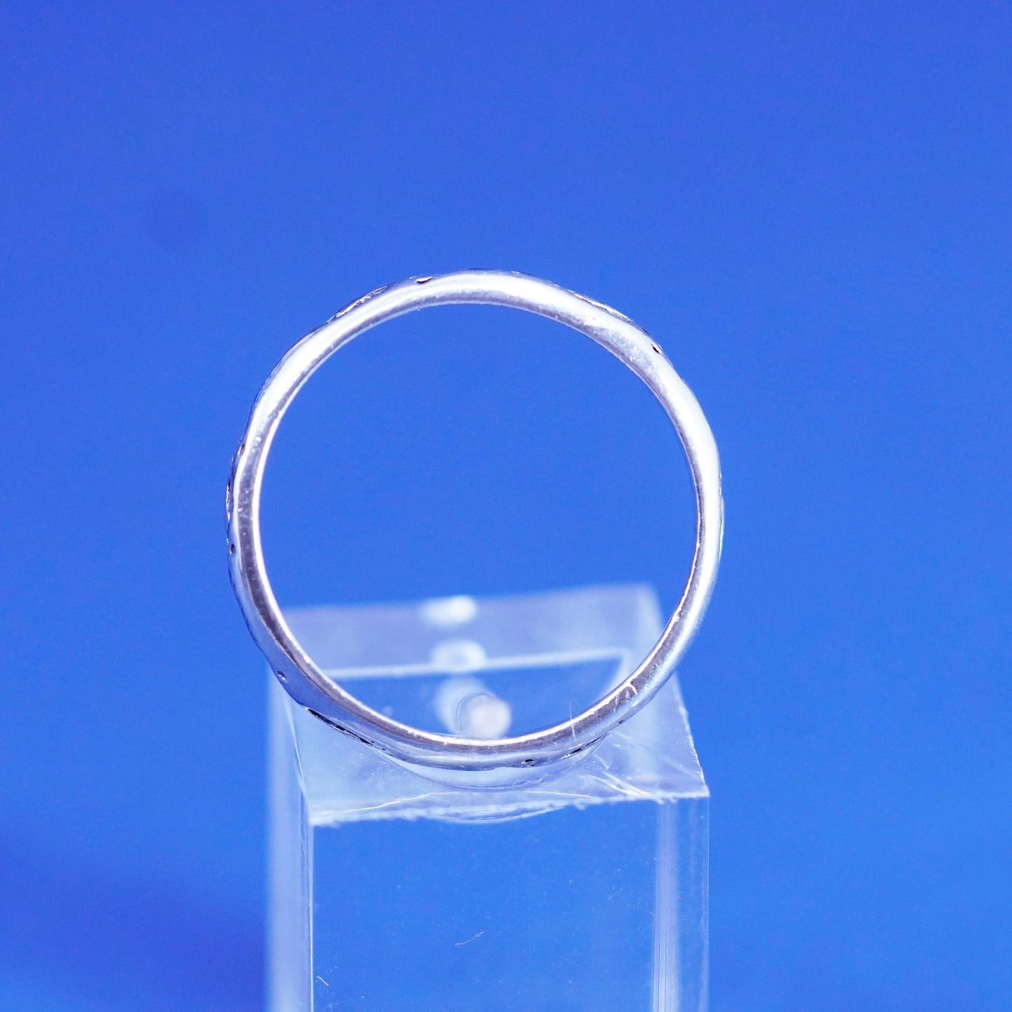 Size 10, vintage sterling silver handmade ring, 925 band w/ footprint embossed