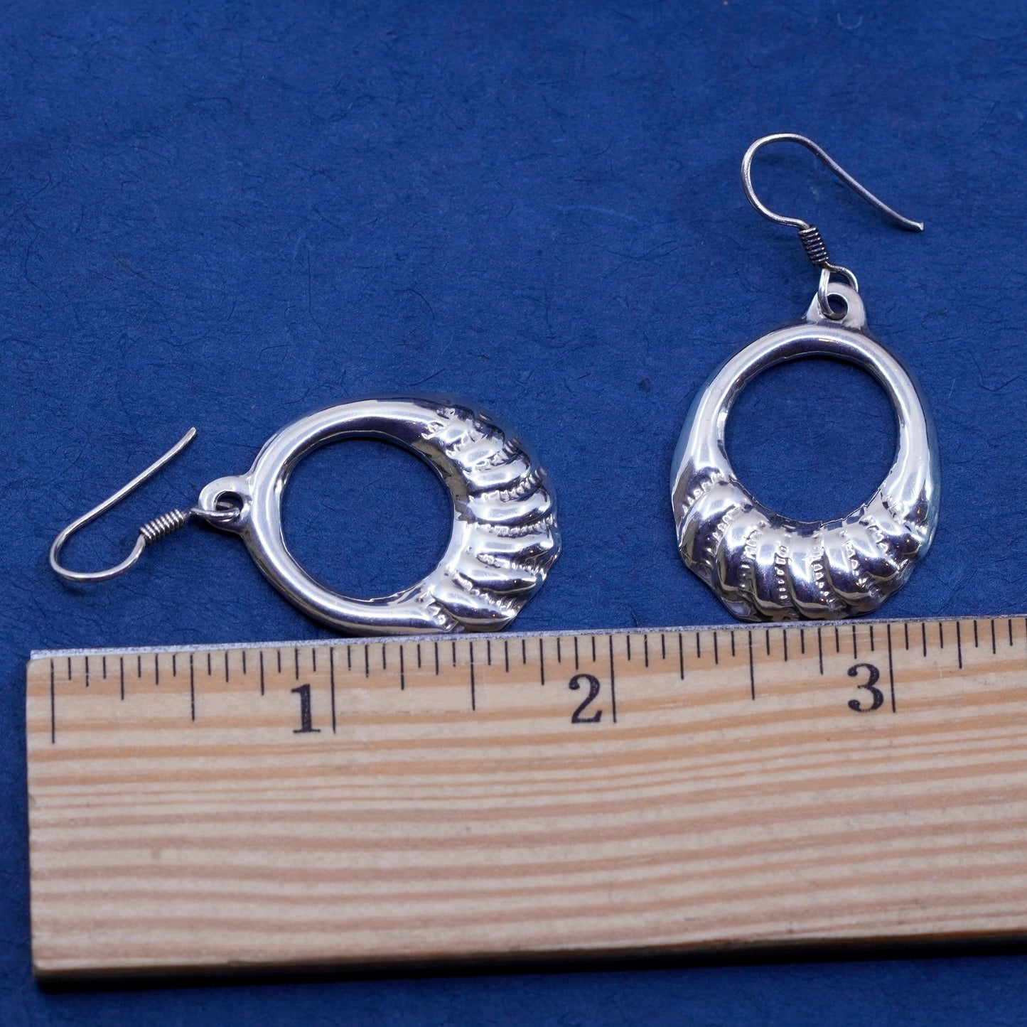 Vintage Sterling silver handmade earrings, 925 shell drops