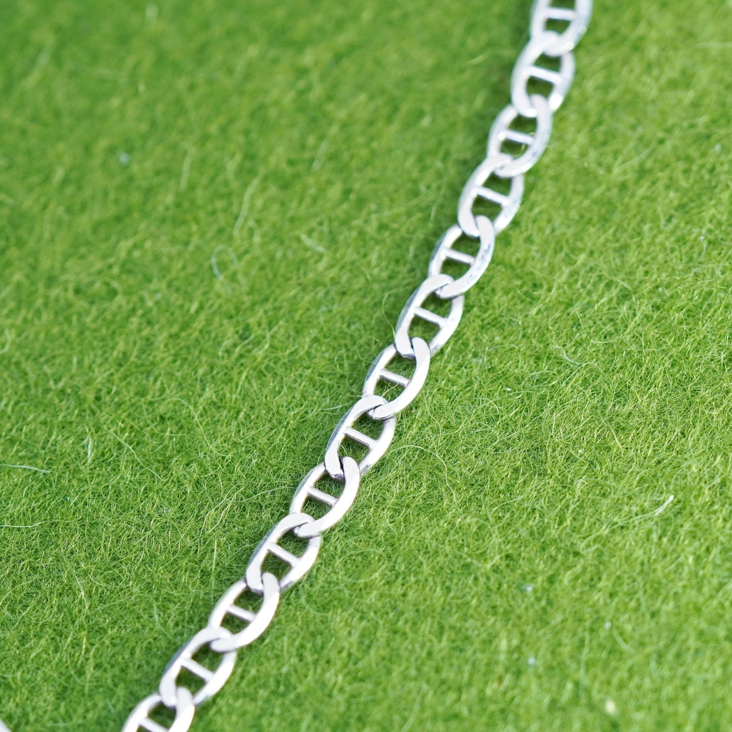 8”, 4mm, Vintage sterling 925 silver bracelet, Italy anchor chain