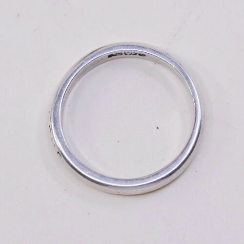 Sz 8, Vtg WJ Sterling Silver Handmade Ring 925 Prayer “love” Stackable Band
