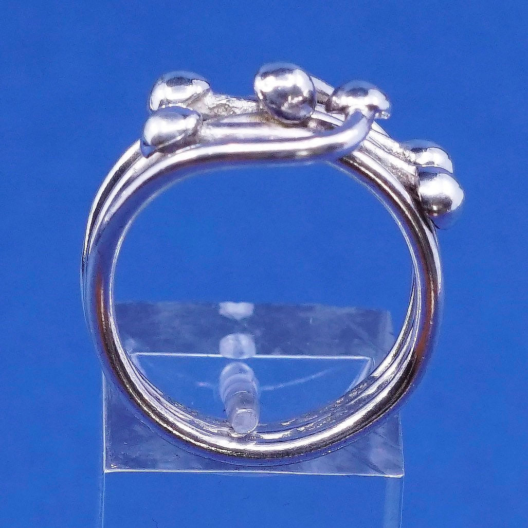 Size 7.75, vtg sterling silver handmade ring, 925 wired ring w/ beads