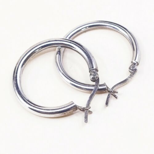 1”, Italy 925 Sterling Silver Hoop Pierced Earrings, 925 silver huggie