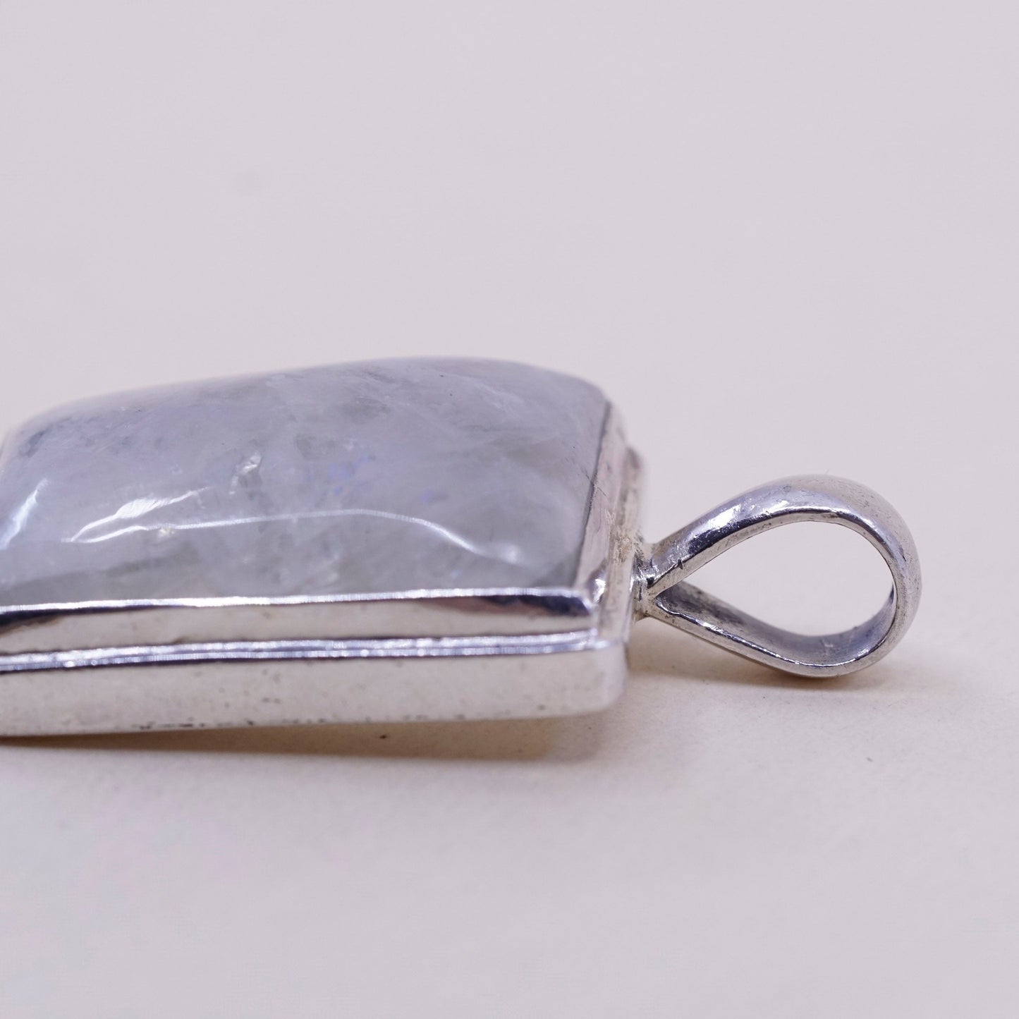 Vintage Sterling silver handmade pendant, Mexican 925 silver with moonstone