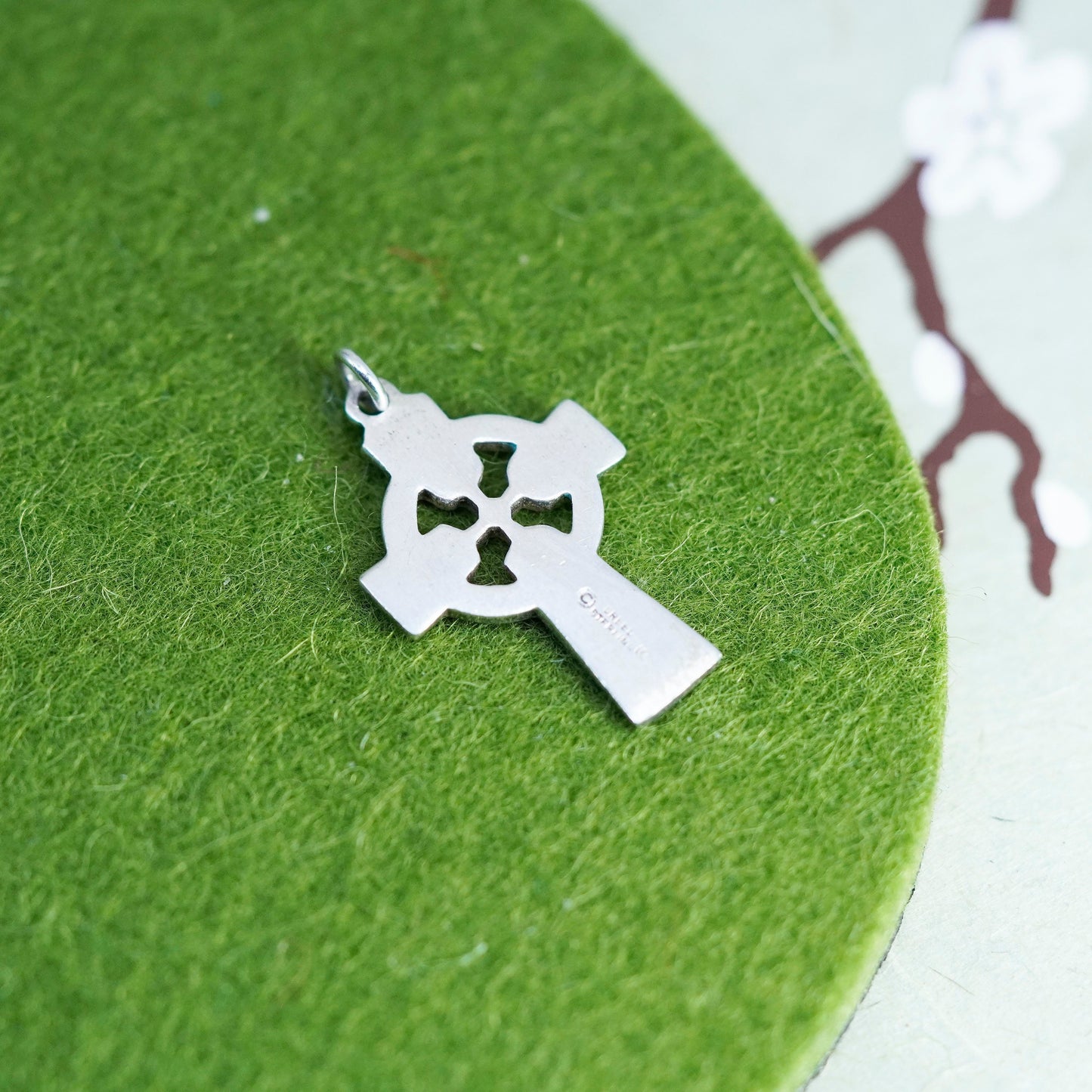 Vintage Creed handmade Sterling silver pendant, 925 enamel cross