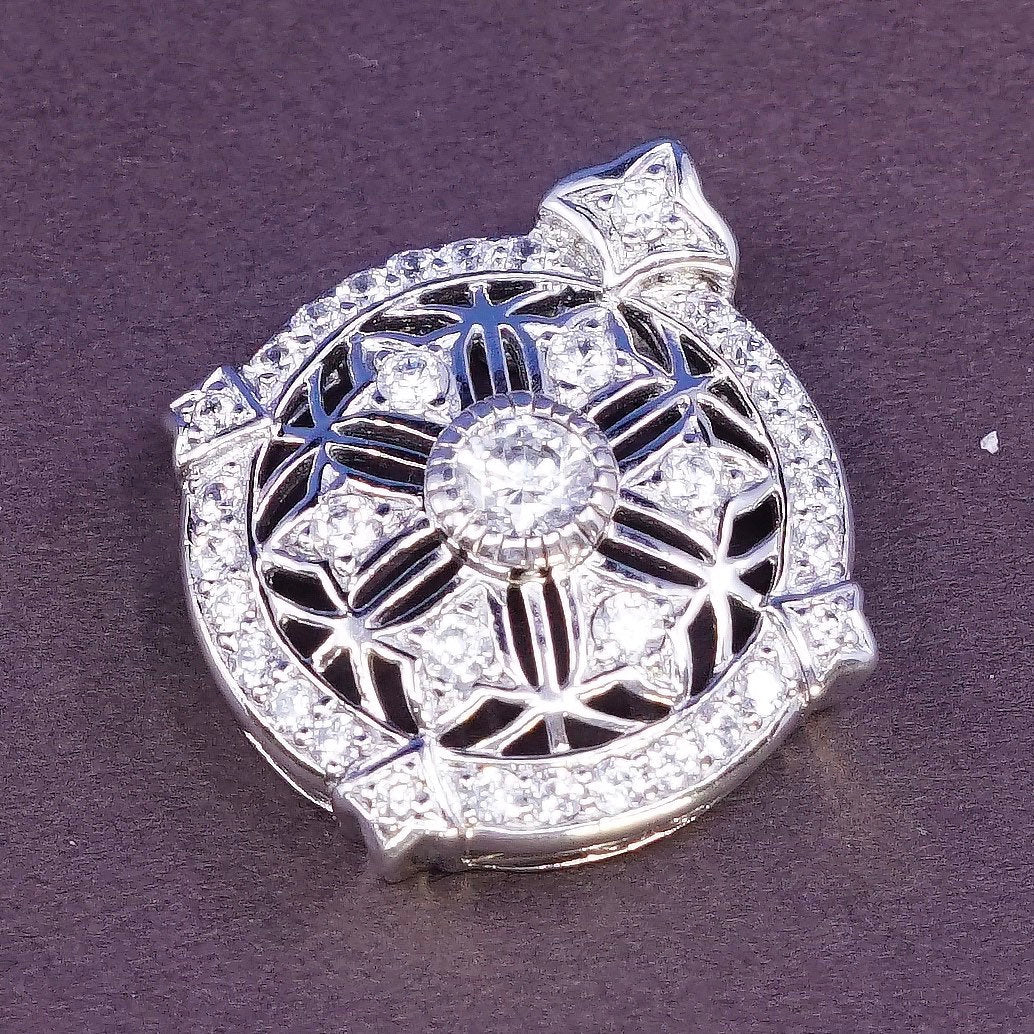 VTG modern Sterling silver handmade charm, 925 Circle Pendant with CZ