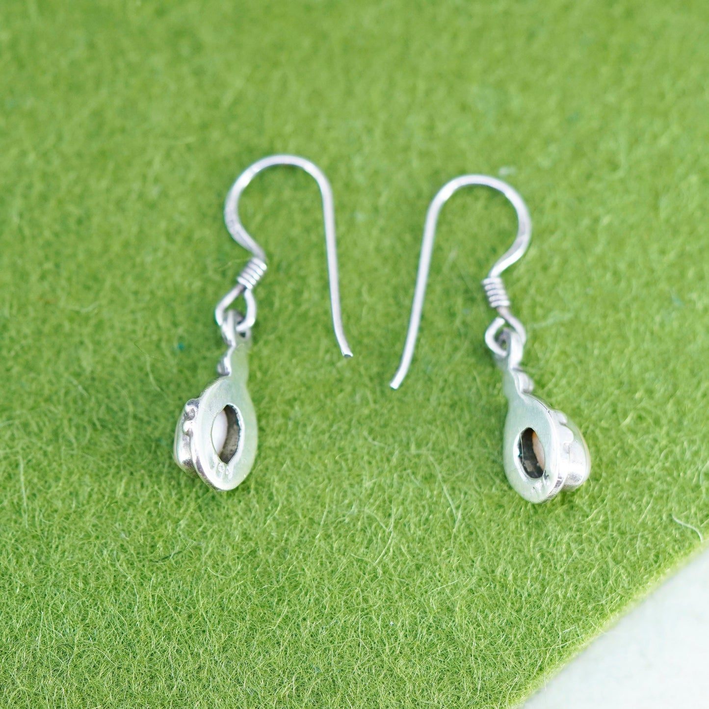 Vintage Sterling 925 silver handmade earrings with freshwater pearl beads