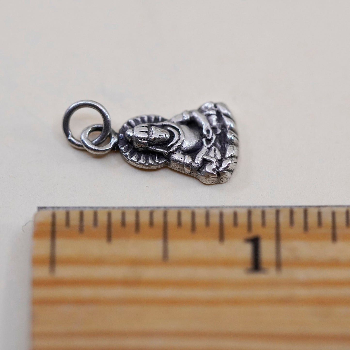 Vintage Sterling silver handmade pendant, 925 India Hindu goddess charm