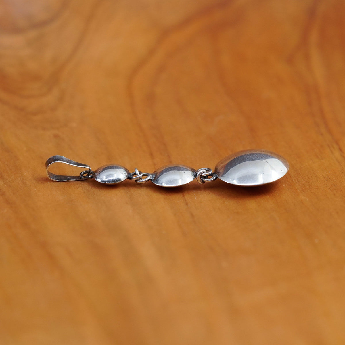 Vintage Sterling silver pendant, modern 950 puffy circle