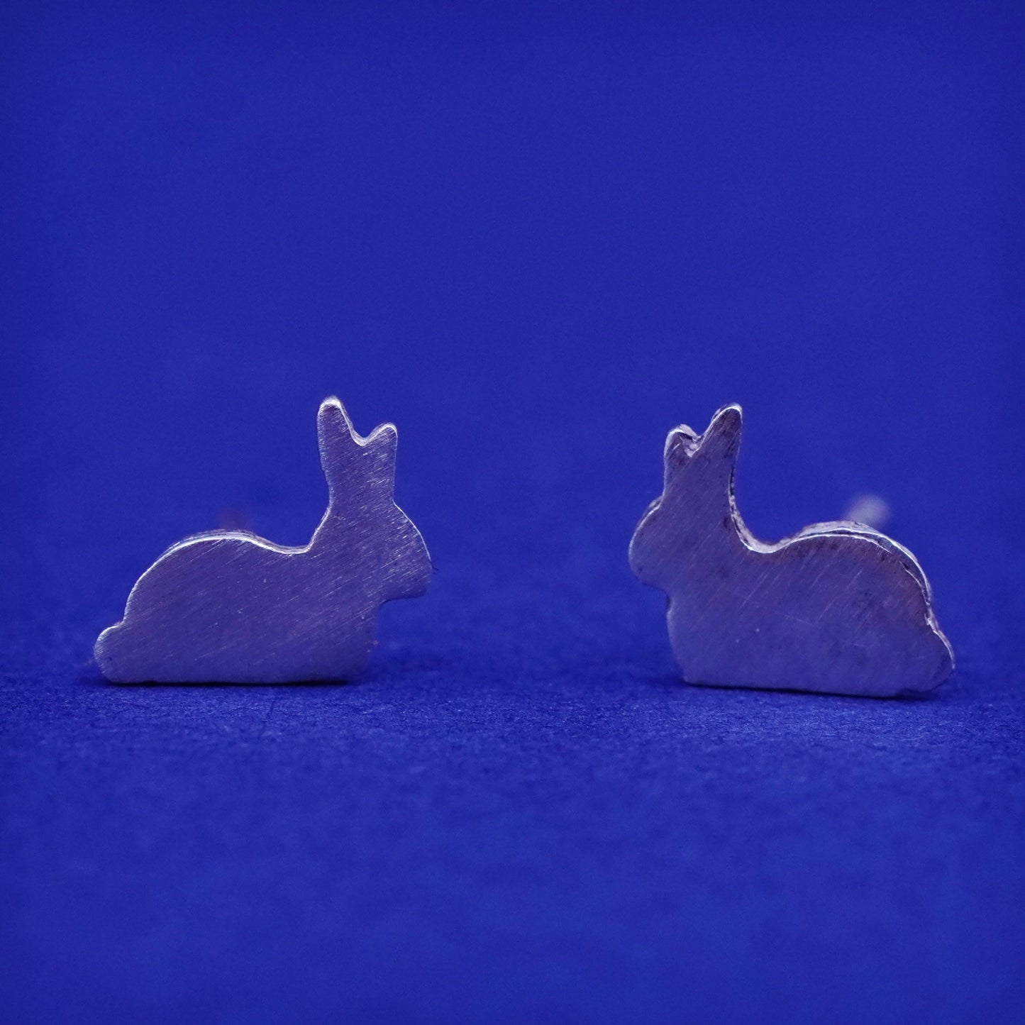 Vintage sterling silver handmade earrings, 925 bunny rabbit studs