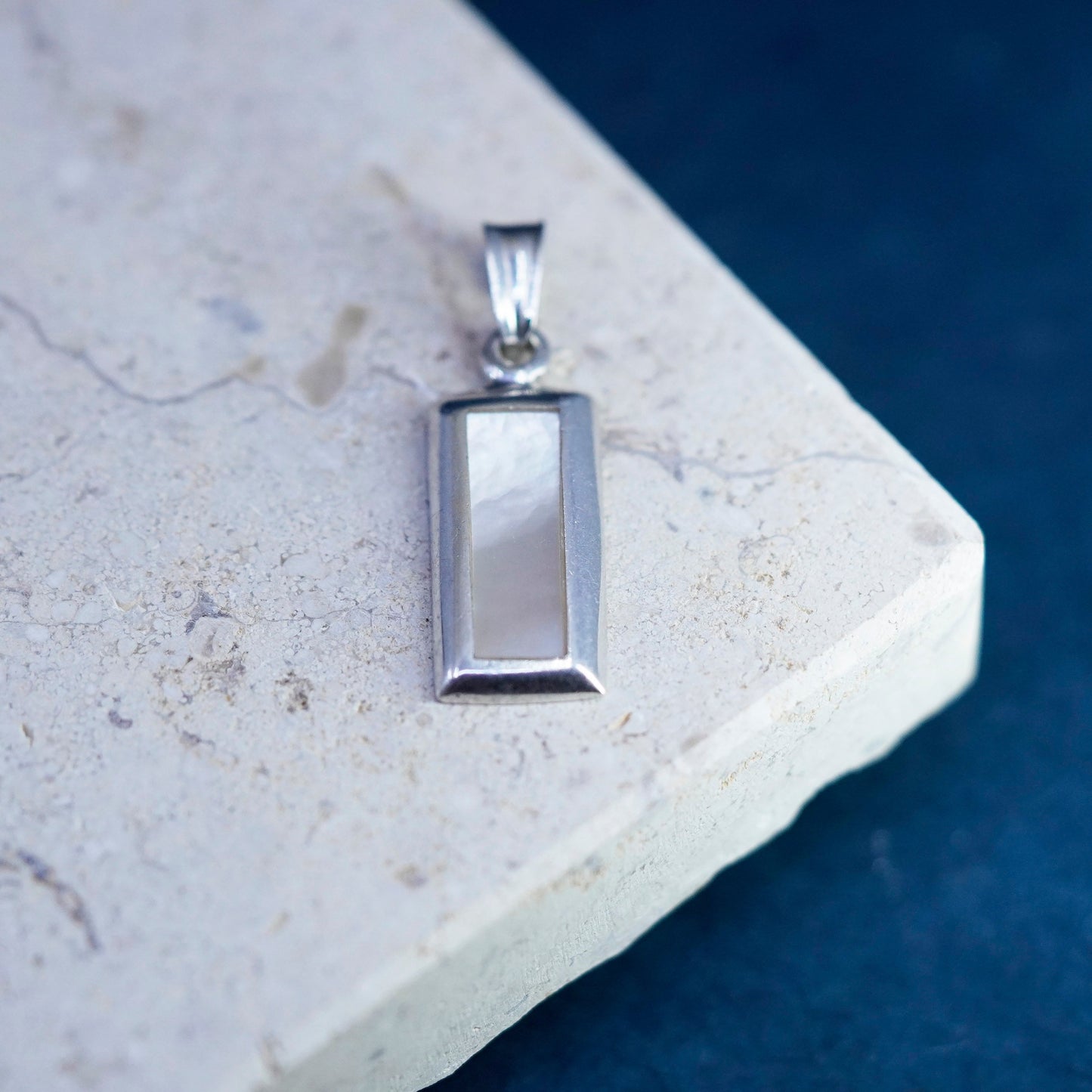 Vintage Sterling silver 925 handmade pendant with mother of pearl inlay