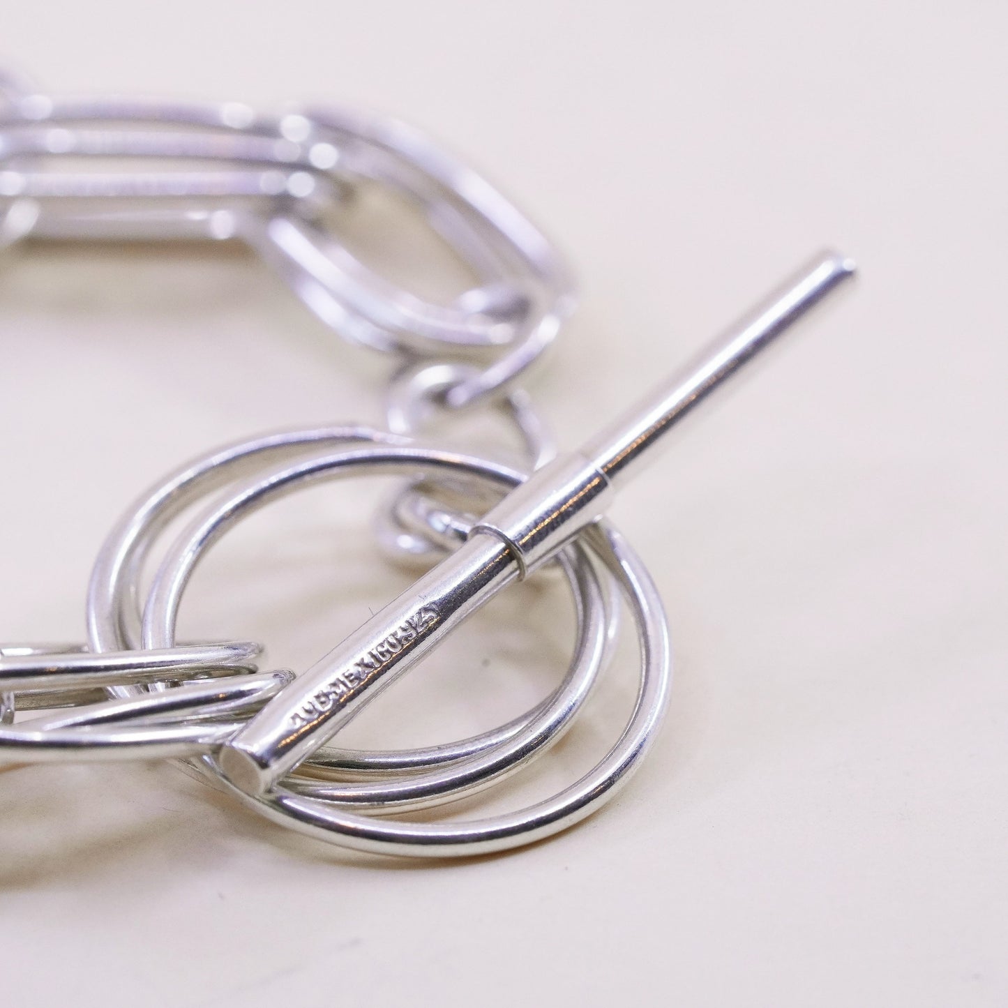 7”, 14mm, Vintage sterling silver bracelet, multi strands oval link chain