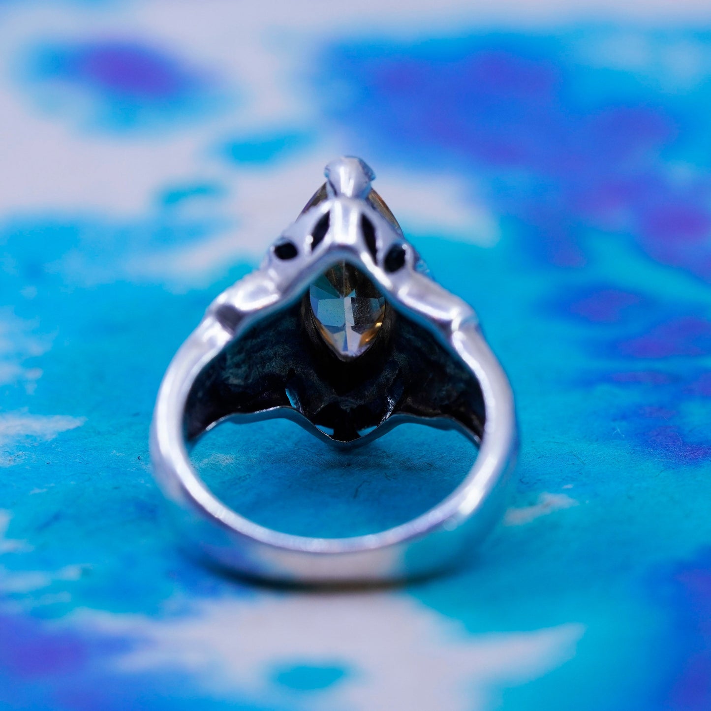 Size 6, 925 Sterling 925 Silver citrine cocktail Ring citrine Marcasite