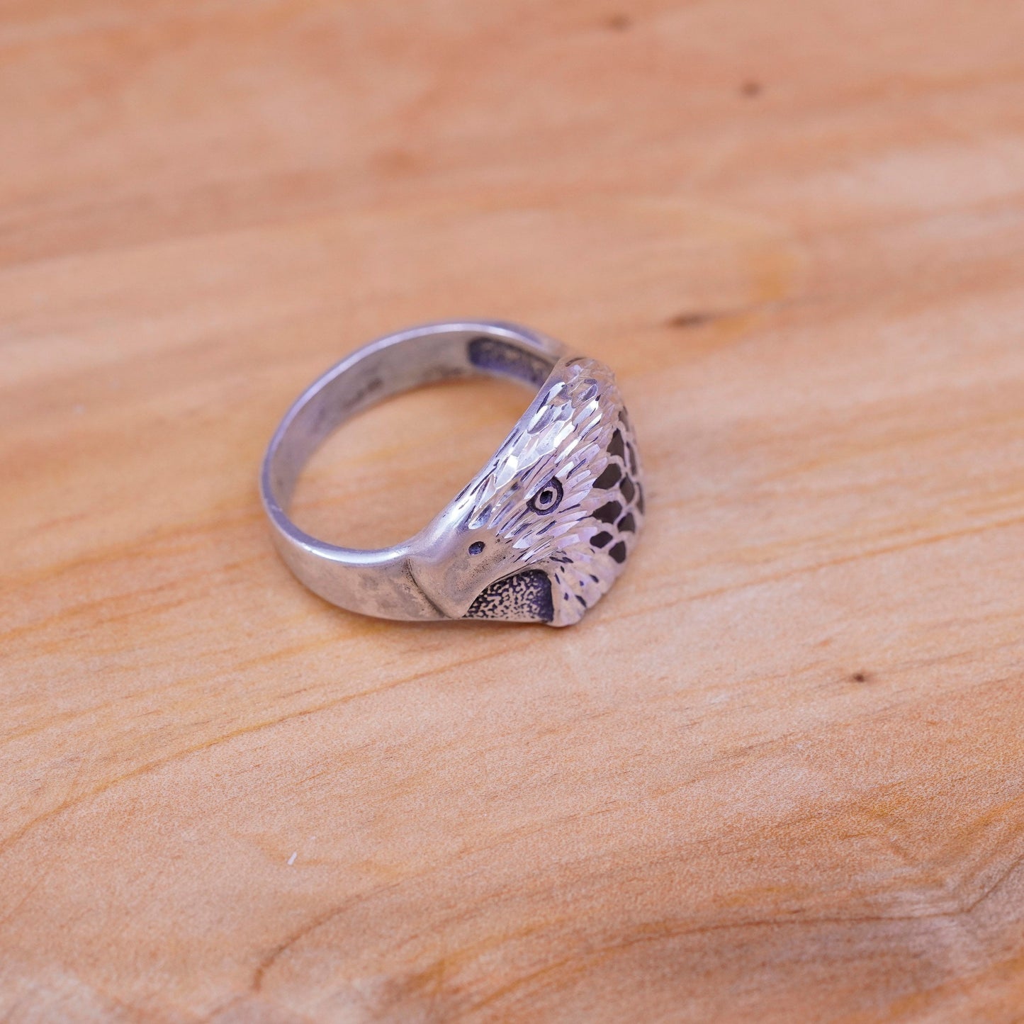 sz 10.25, vintage Wheeler jewelry Sterling silver handmade ring, 925 eagle band