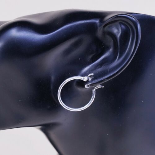 0.75” sterling silver 925 Huggie earrings Hoops, stamped 925 IBB