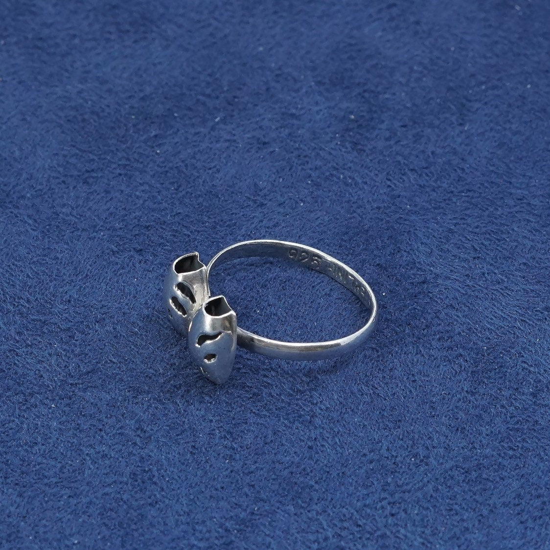 sz 5.5, vtg sterling silver handmade ring, 925 Smile Now Cry Later Ring