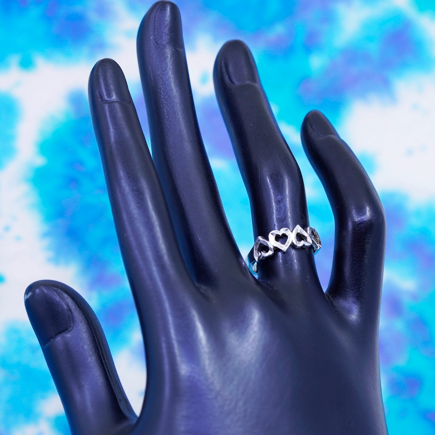 Size 6, vintage sterling silver handmade ring, 925 stackable heart band