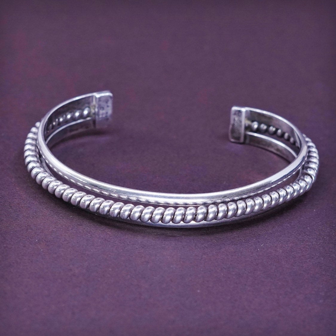 6.25", vtg Navajo Tahe Sterling silver bracelet, native American 925 cable cuff