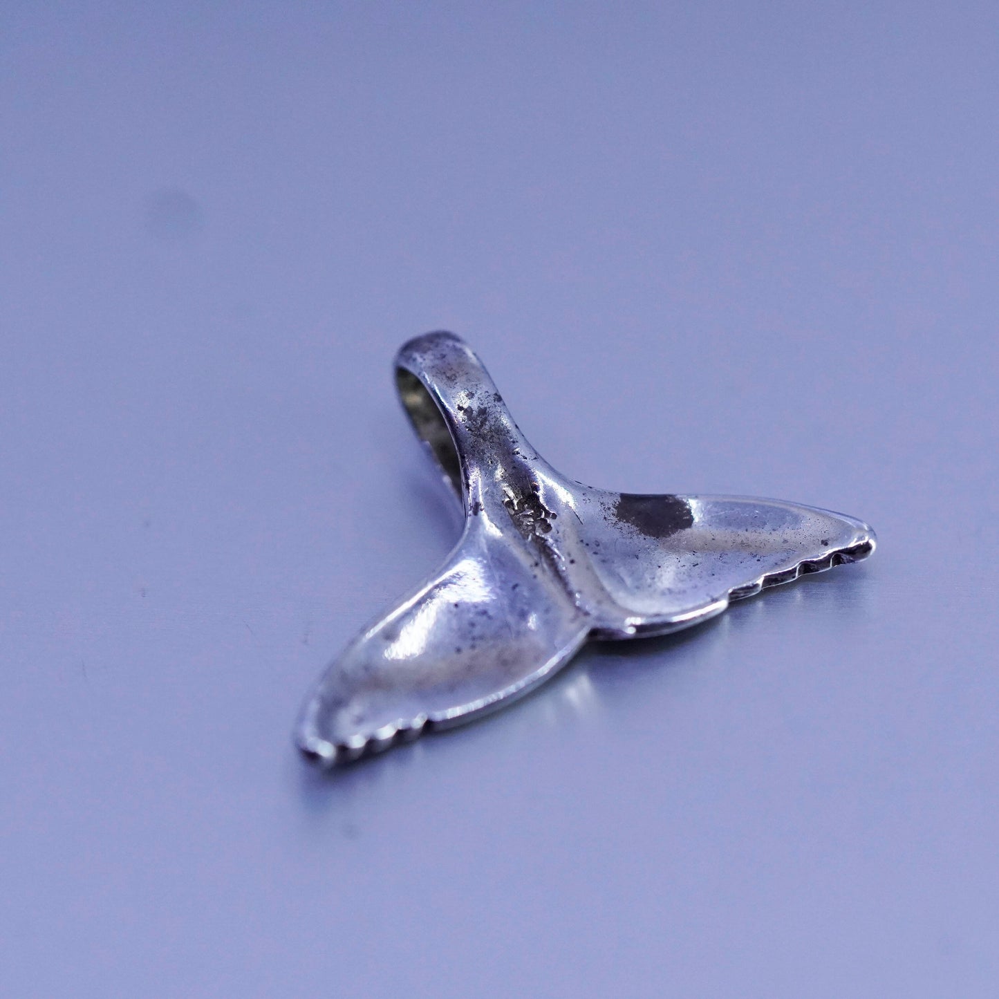 Vintage sterling 925 silver handmade whale tail pendant