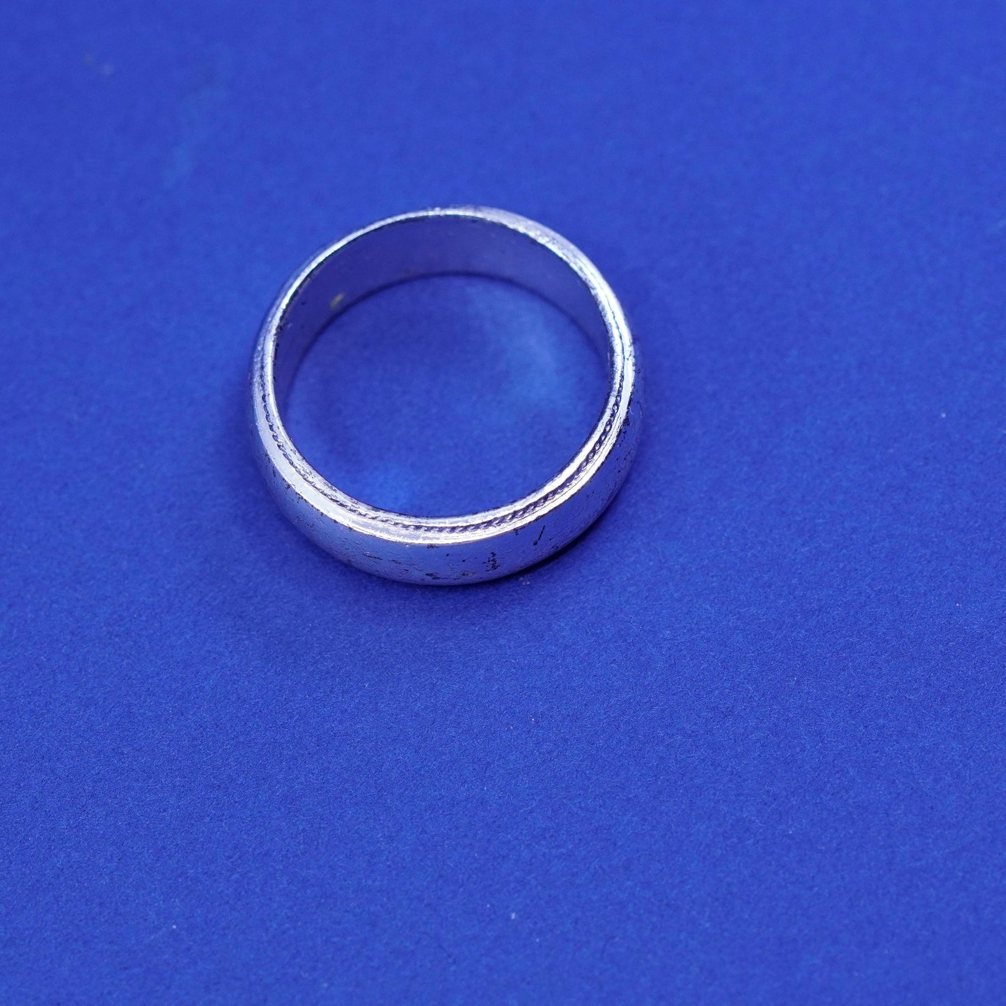 Size 12, vintage Sterling silver handmade band, 925 ribbed cable band